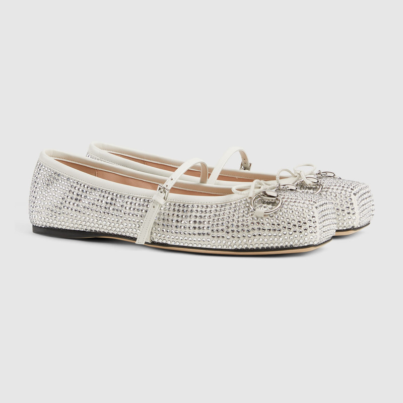 Women's crystal Gucci Horsebit ballet flat 2