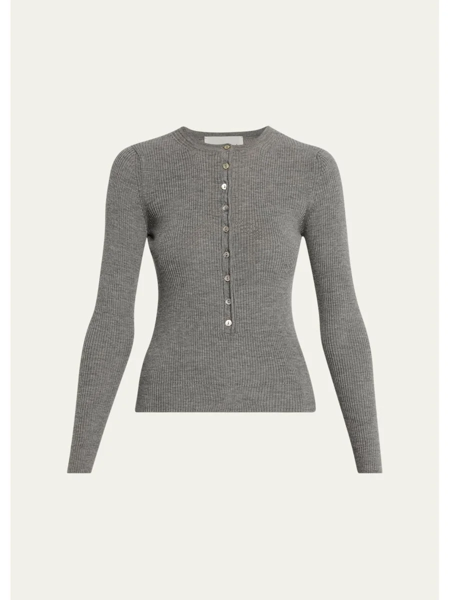 Insider Wool Rib Henley Top - 1