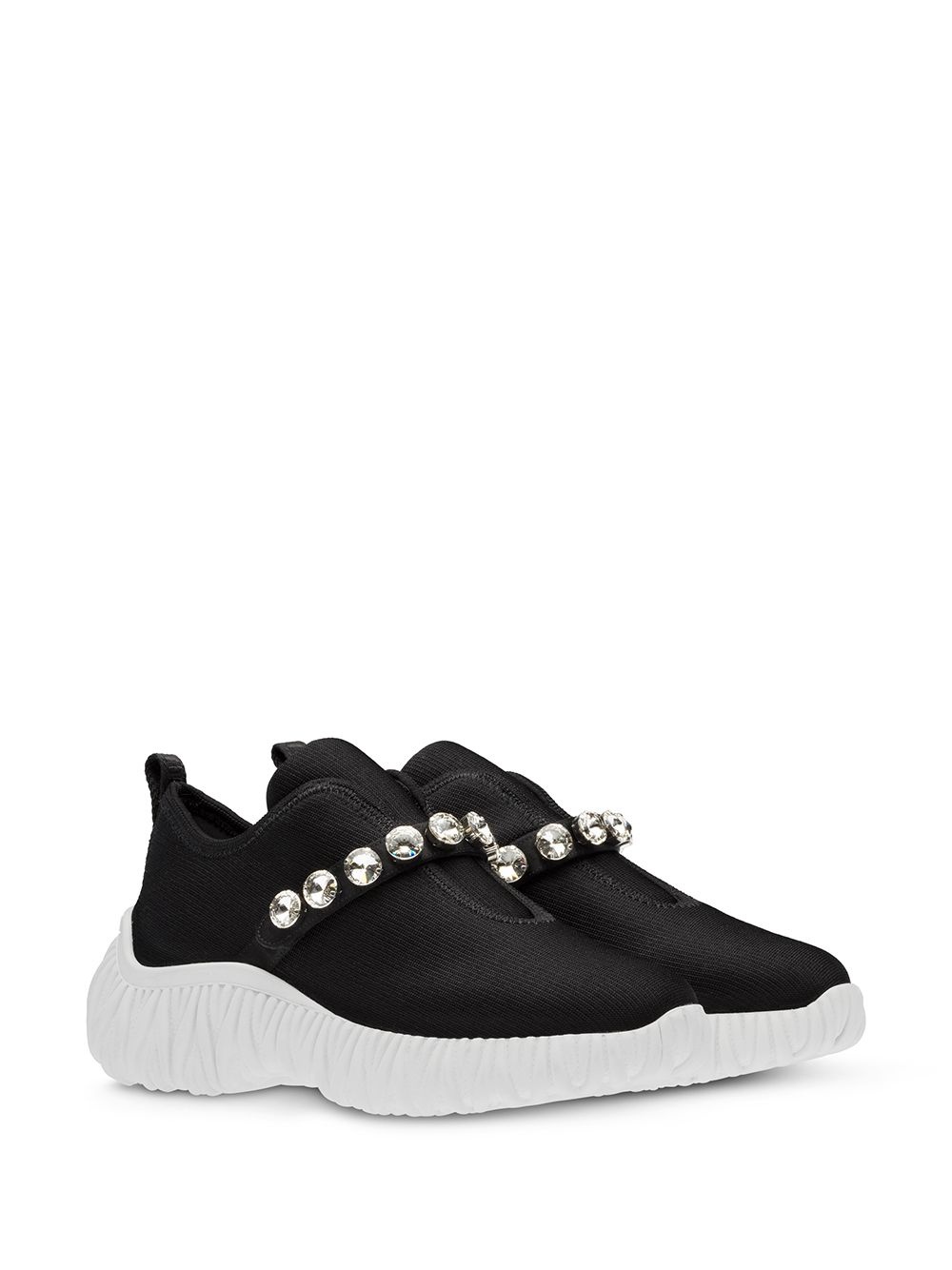 matelassé crystal-embellished sneakers - 2