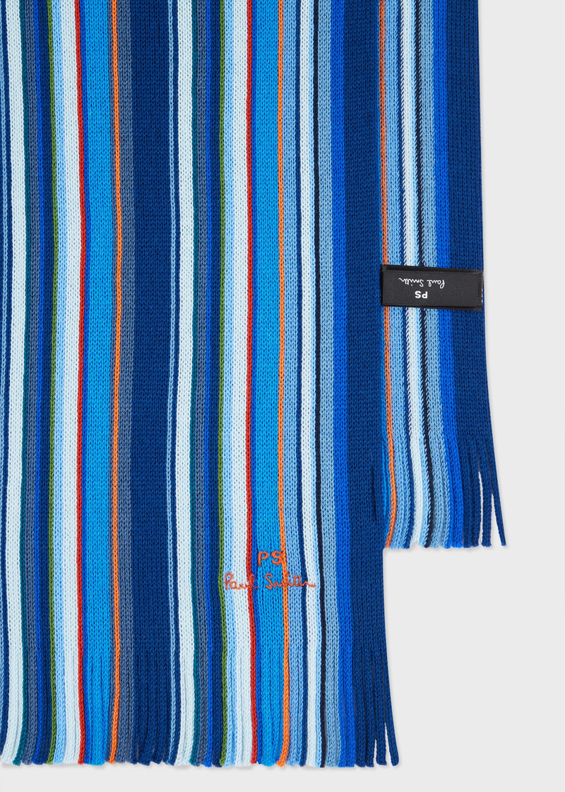Paul Smith Blue Multicolour Stripe Scarf outlook