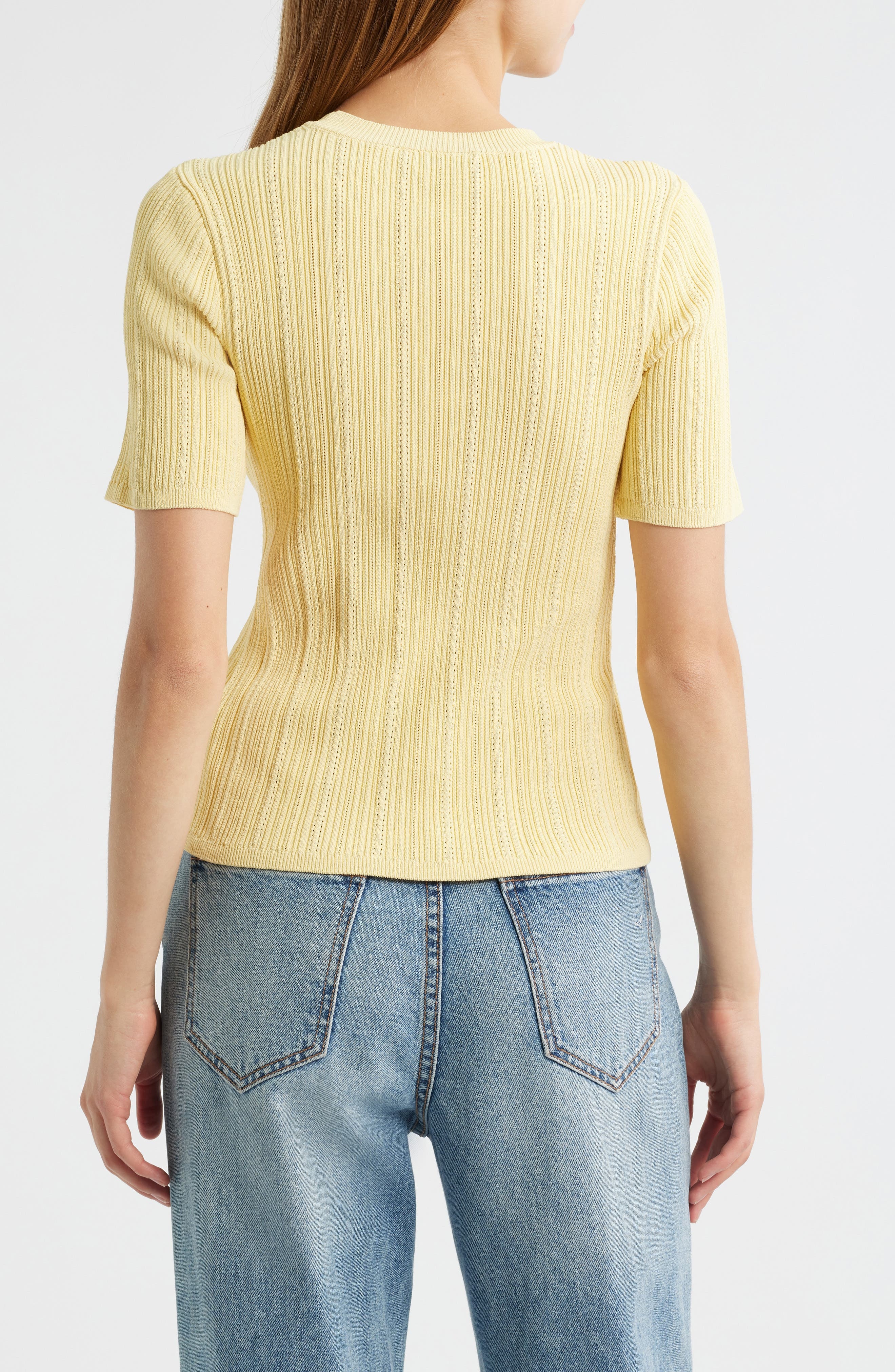 rag & bone Camryn Short Sleeve Rib Sweater in Sunlit at Nordstrom - 2