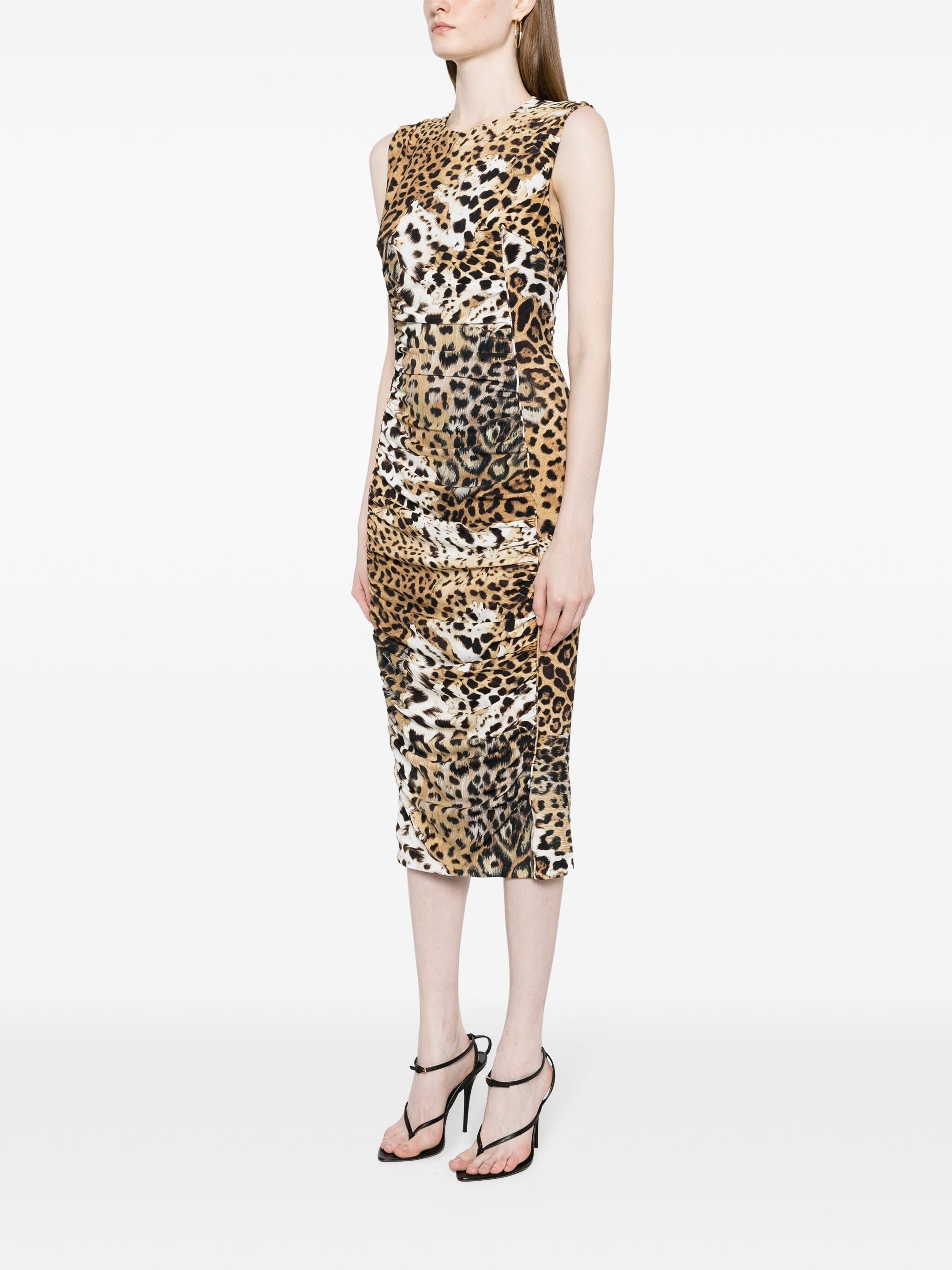 Jaguar-print Gathered Midi Dress - 5
