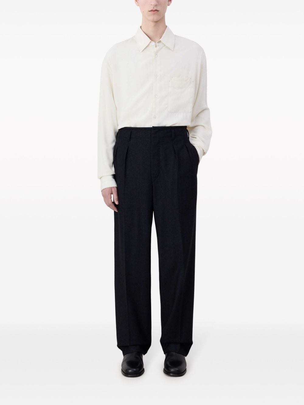 pleat-detailing straight-leg trousers - 2