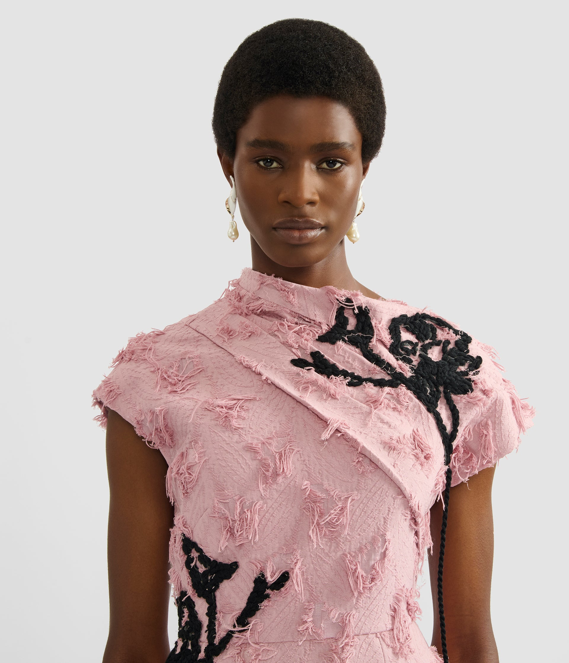 EMBROIDERED FIL COUPÉ JACQUARD ASYMMETRIC MIDI DRESS - 5
