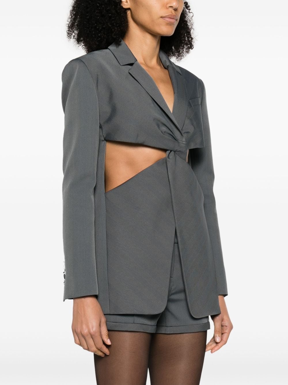 twisted cut-out herringbone blazer - 3