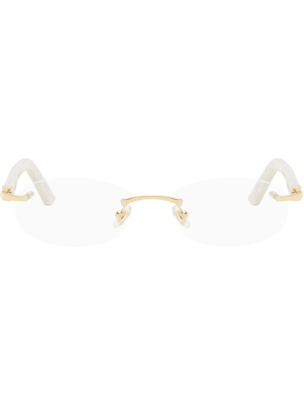 Gold & White Elongated 'C de Cartier' Glasses - 1