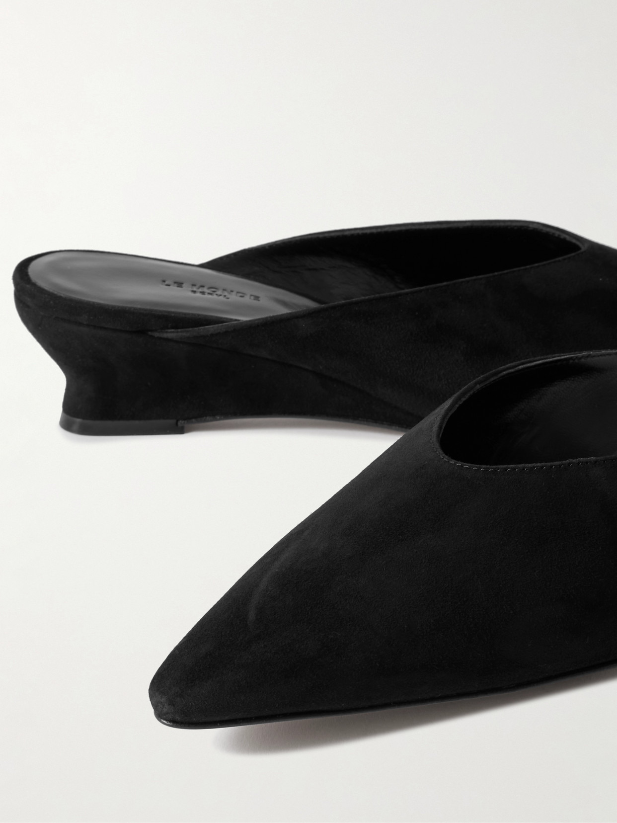 Suede Wedge Mules - 4