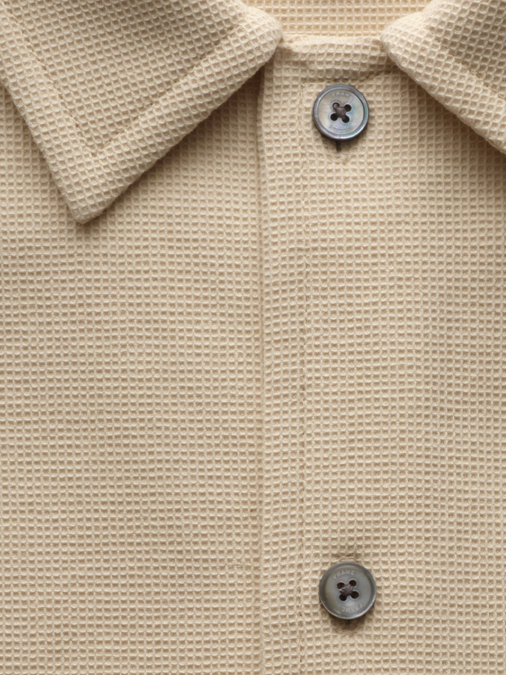 Waffle Textured Short Sleeve Shirt in Beige - 4