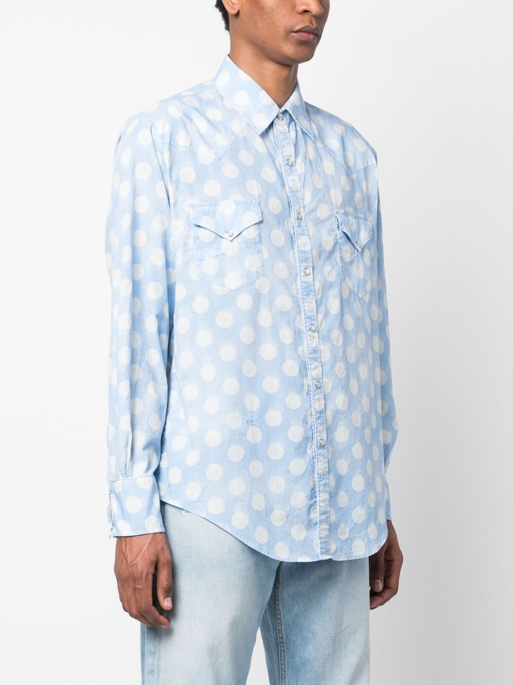 polka-dot print cotton shirt - 3