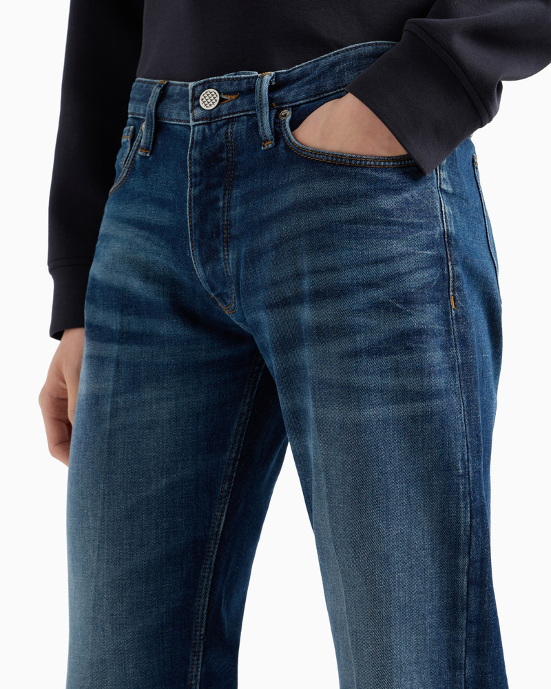 J75 Slim-fit, stone-washed stretch-denim jeans with whisker lines 5