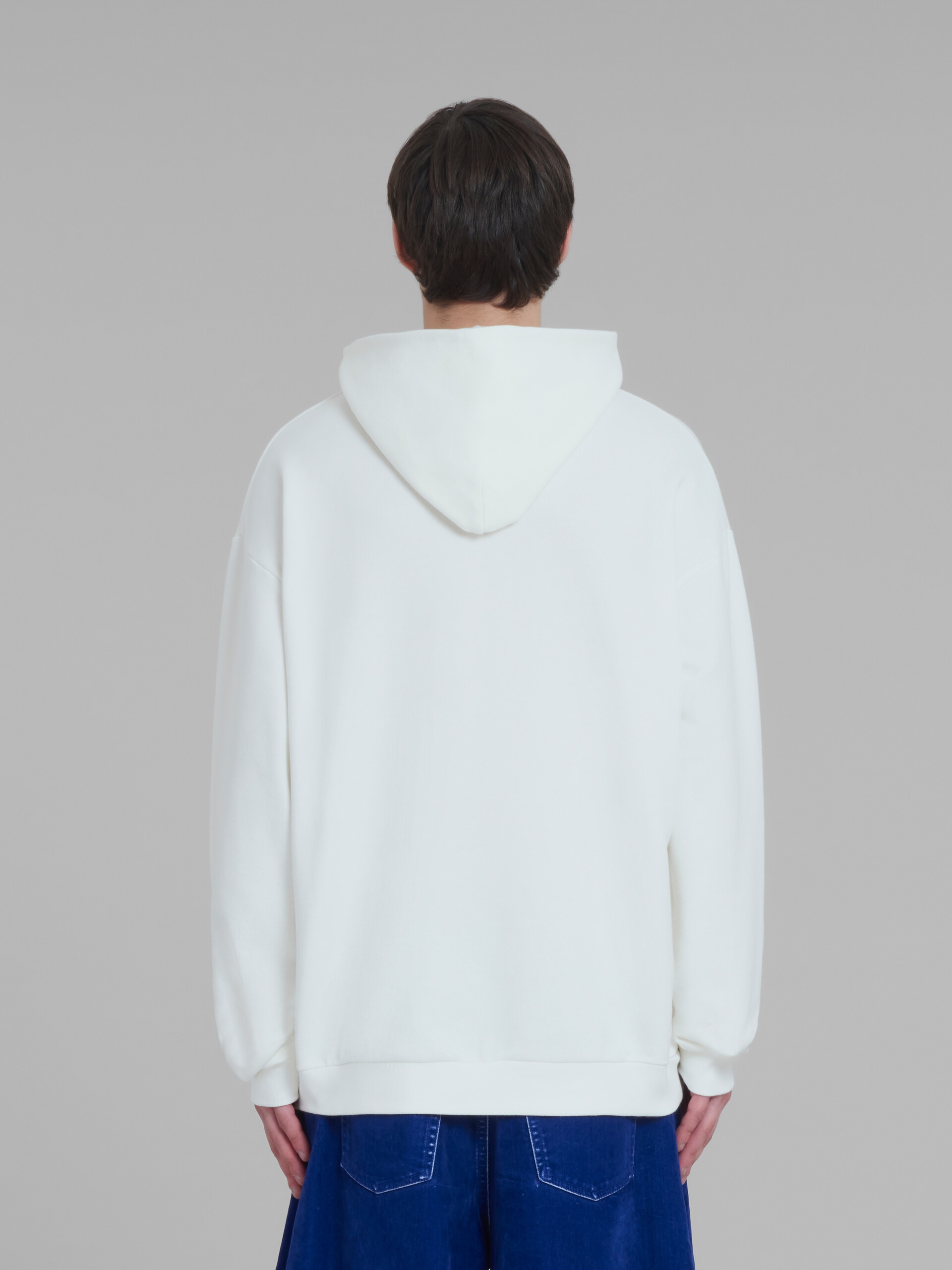 WHITE COTTON HOODIE WITH MARNI PRINT - 3