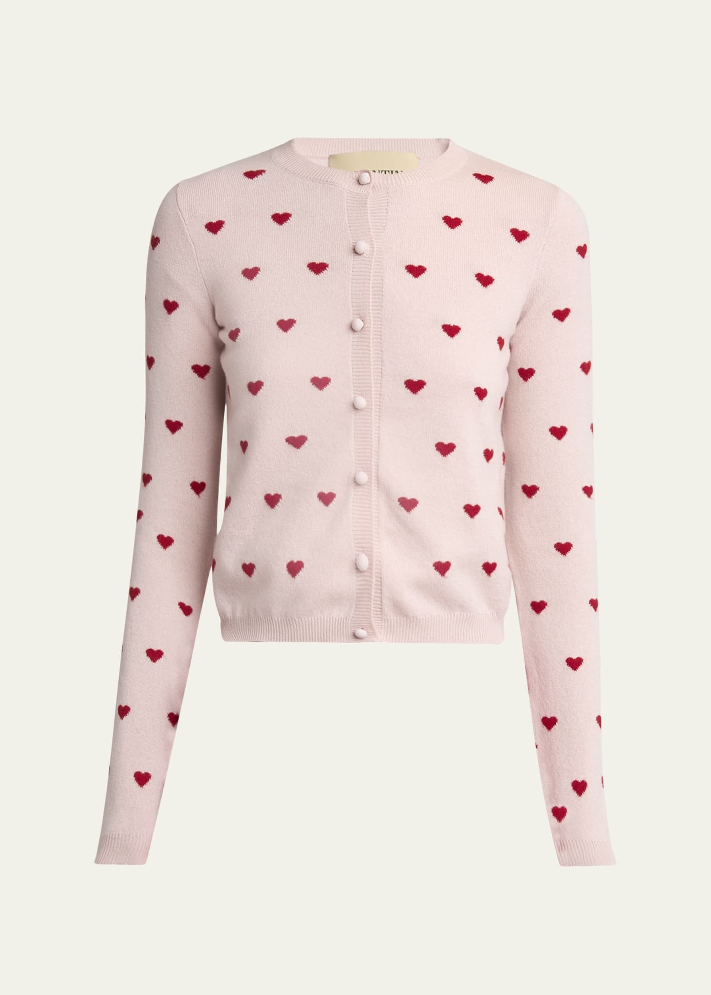 Jacquard Hearts Wool-Cashmere Cardigan - 1