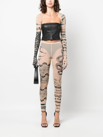 Jean Paul Gaultier graphic-print semi-sheer leggings outlook