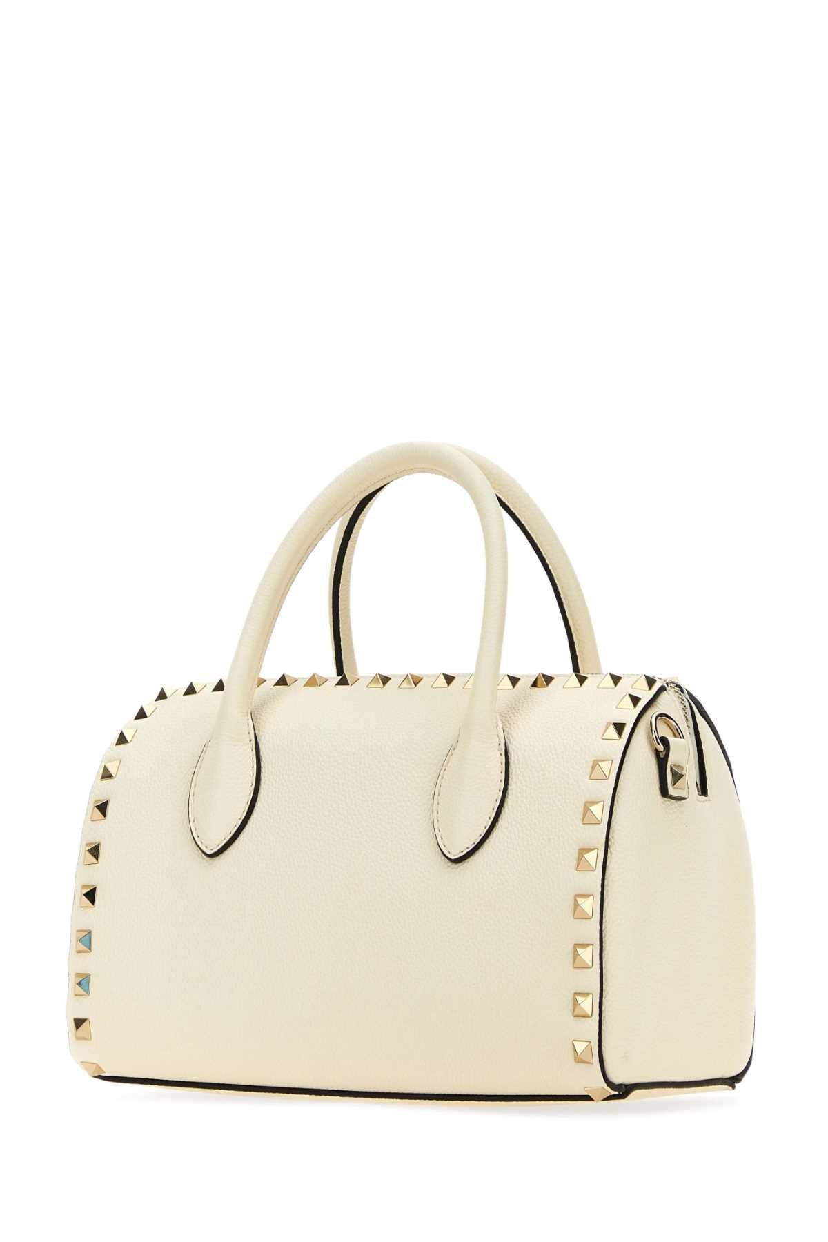 Valentino Garavani Women Ivory Leather Rockstud Handbag - 2