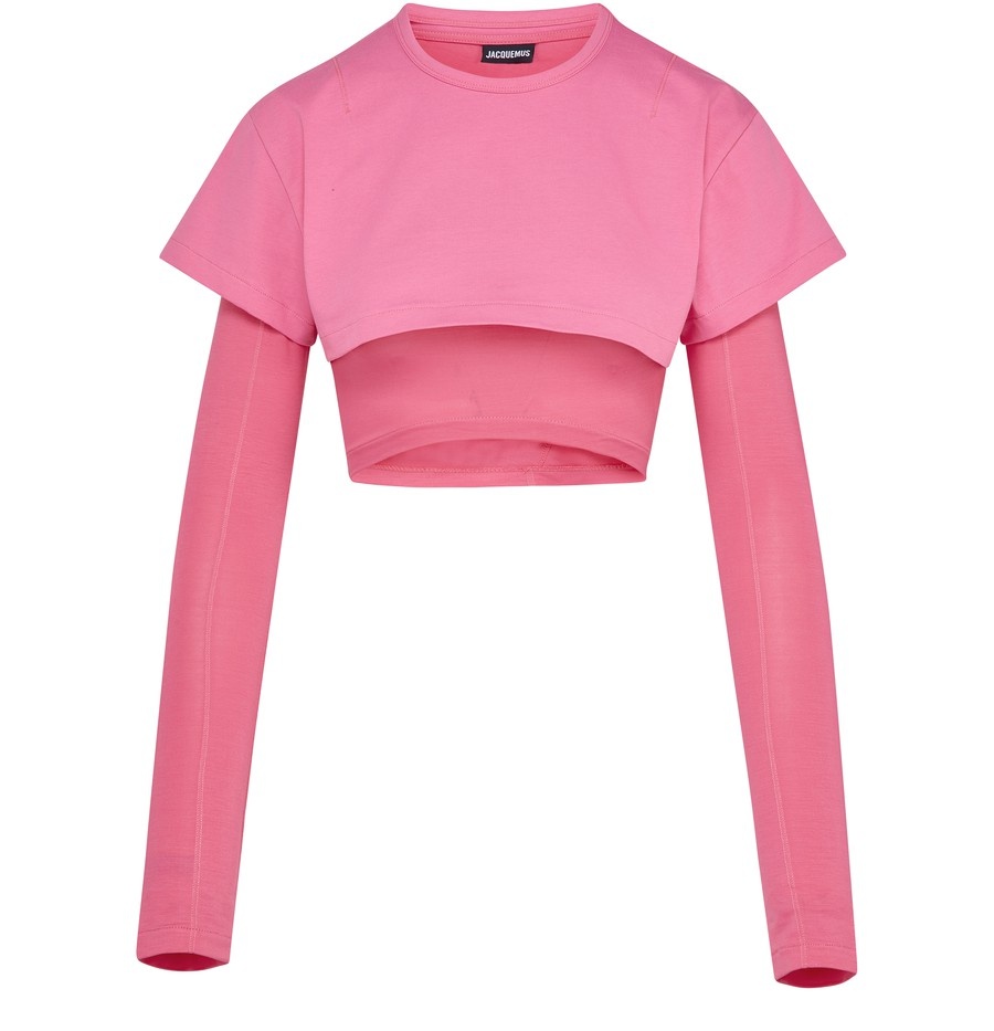 Double Long Sleeve Crop Top - 1