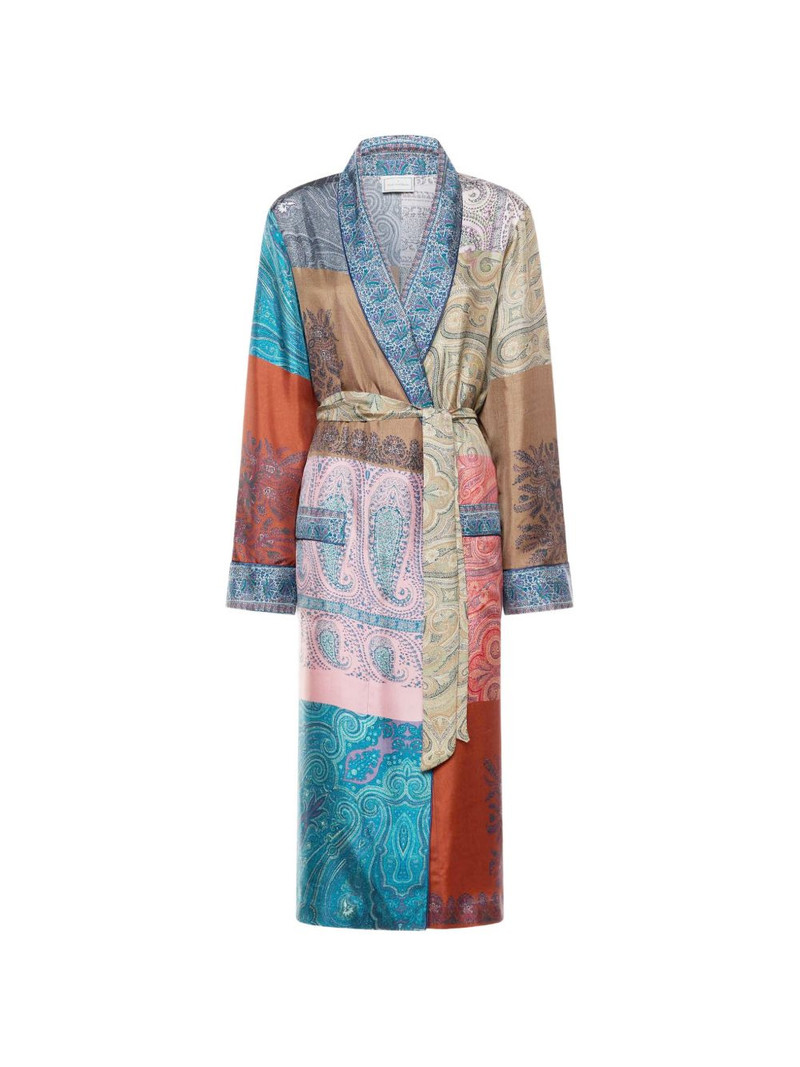 Aloe patchwork-print silk coat 1