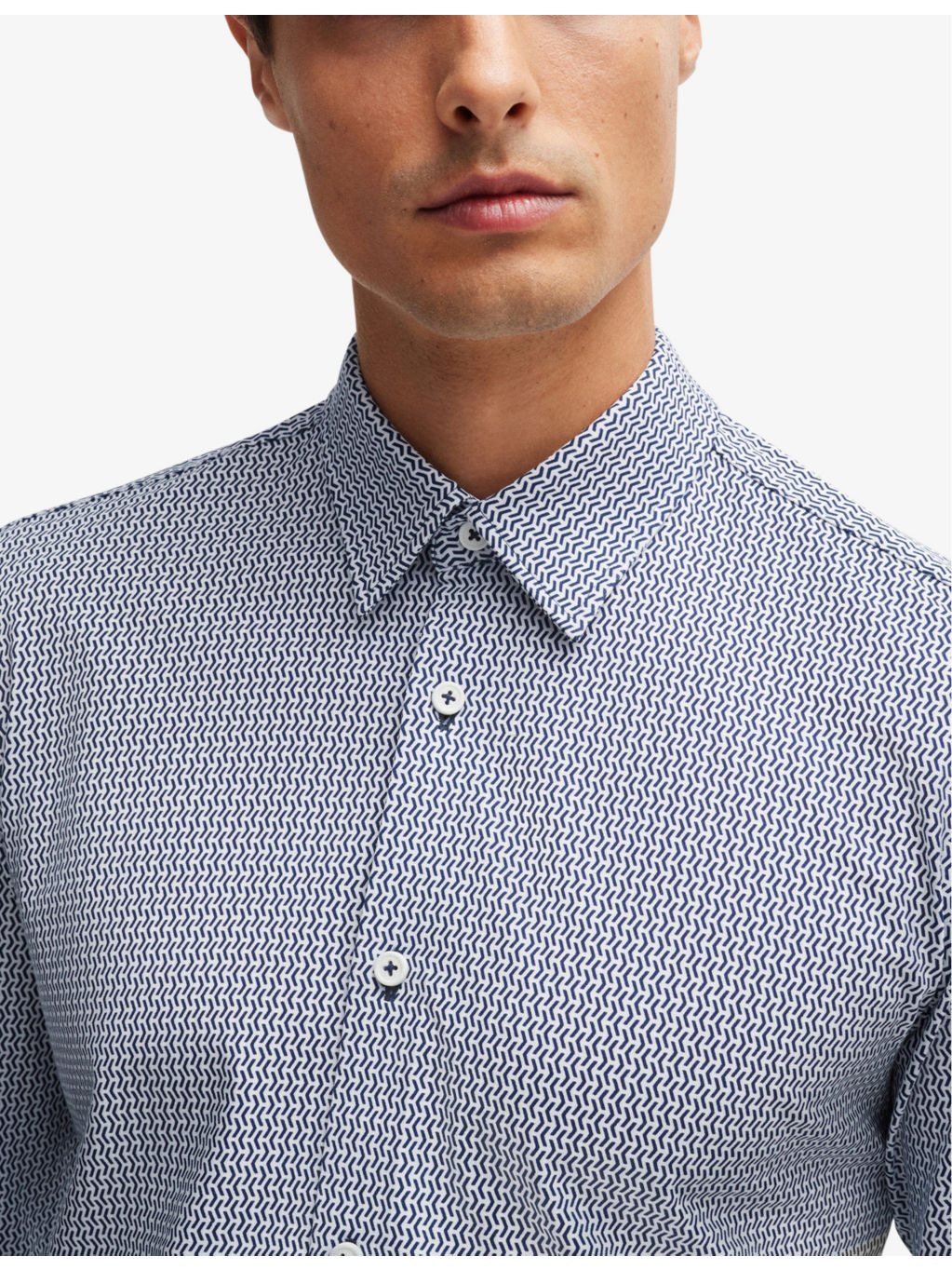 Slim-fit digital-print cotton-blend shirt - 5