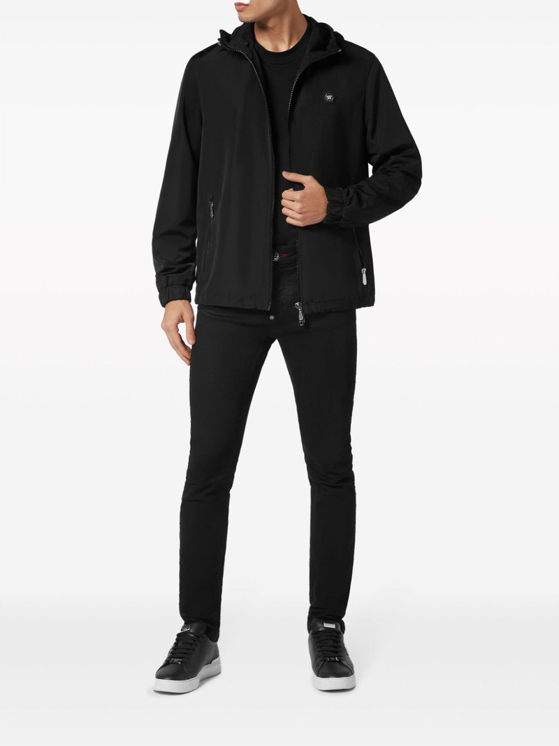 PHILIPP PLEIN logo-patch hooded windbreaker outlook