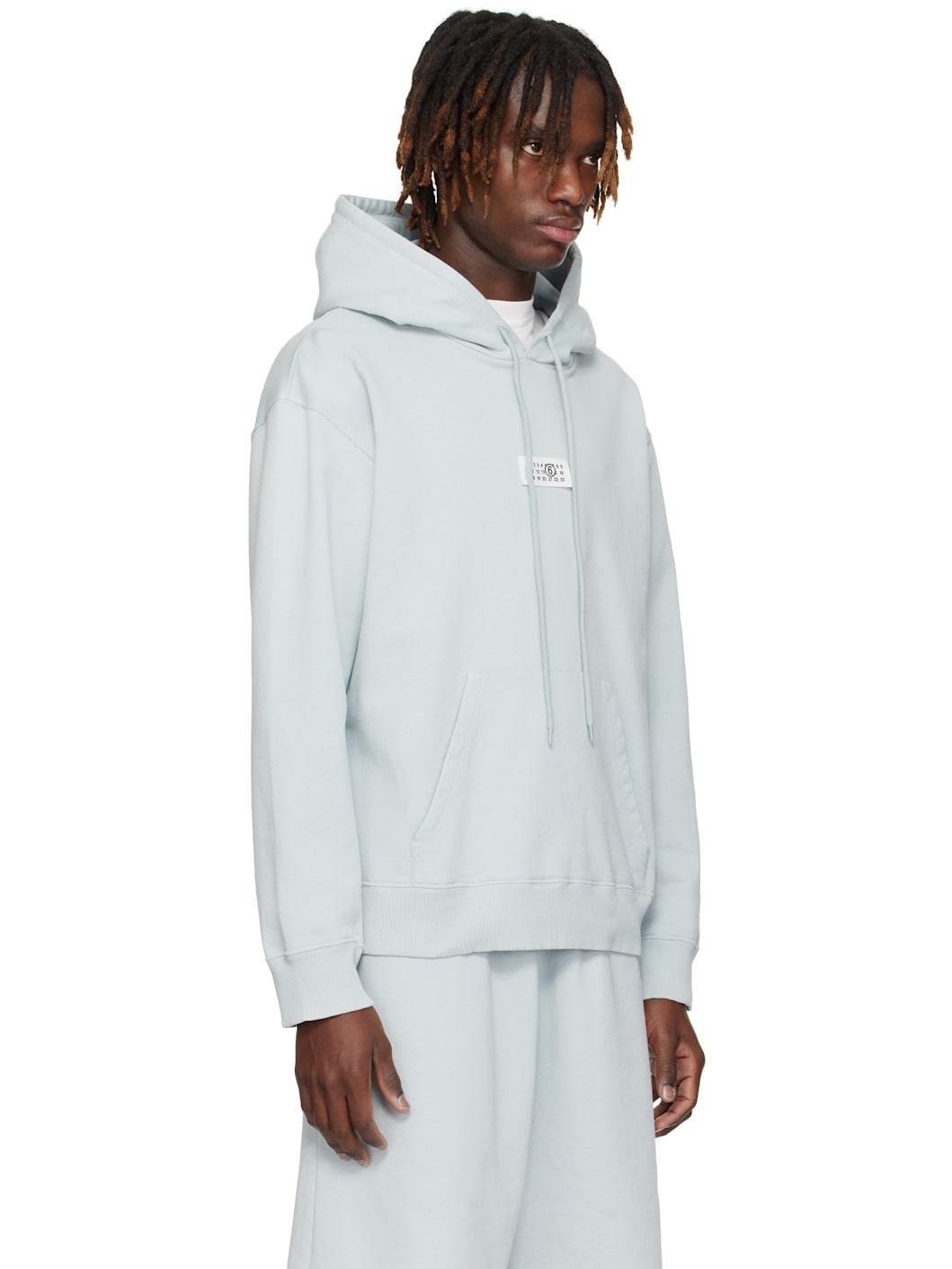 Blue Unbrushed Cotton Hoodie - 2