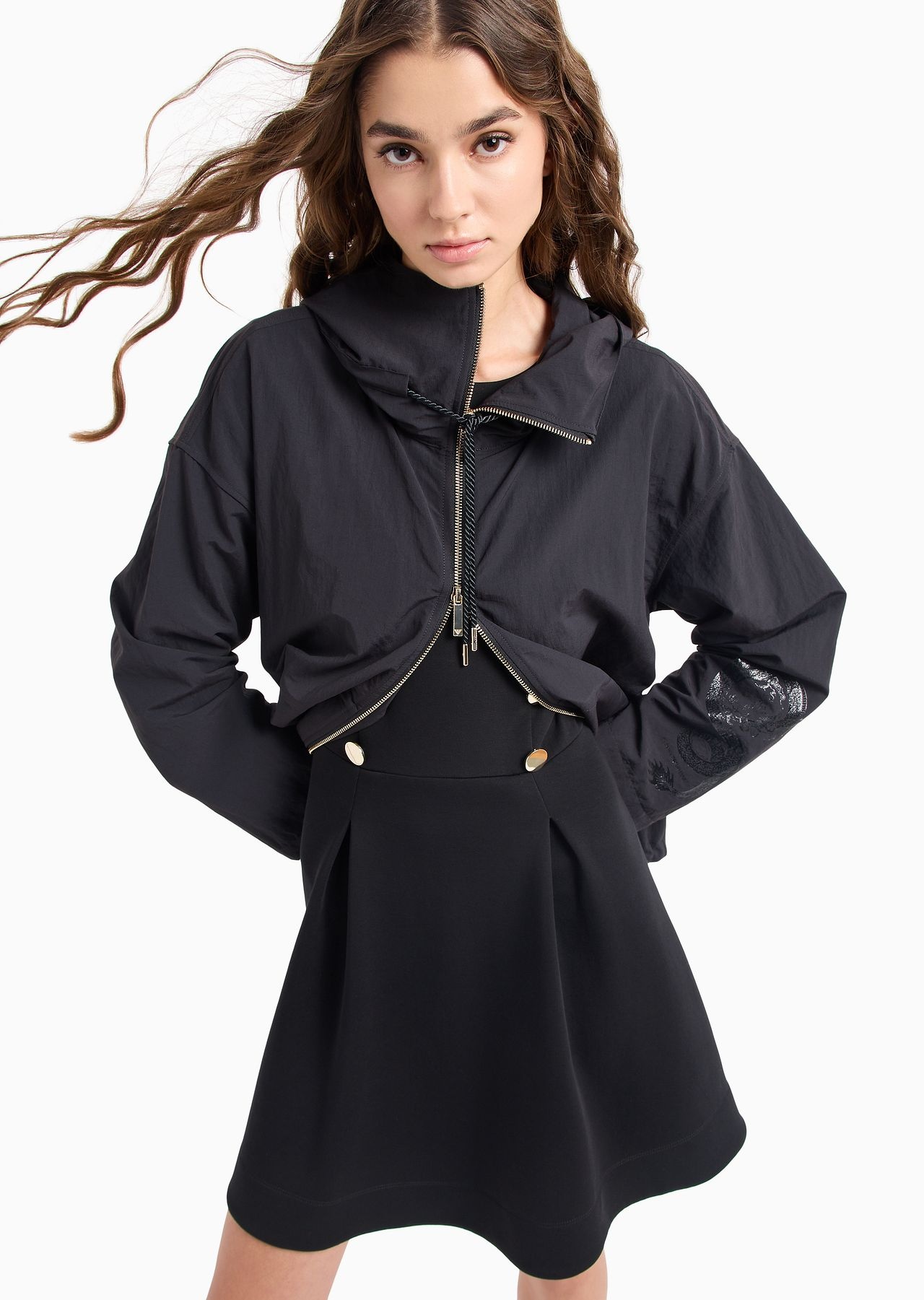 Luna New Year hooded blouson in crinkled nylon with dragon print - 5