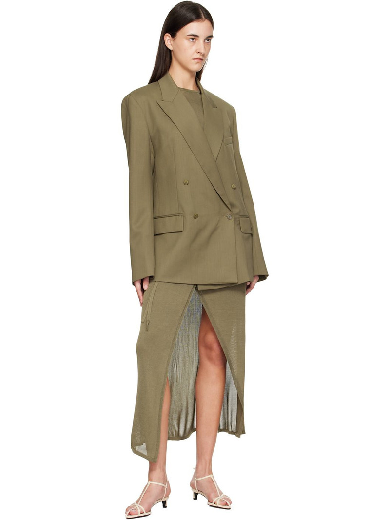The Frankie Shop Khaki Newark Double Breasted Blazer outlook