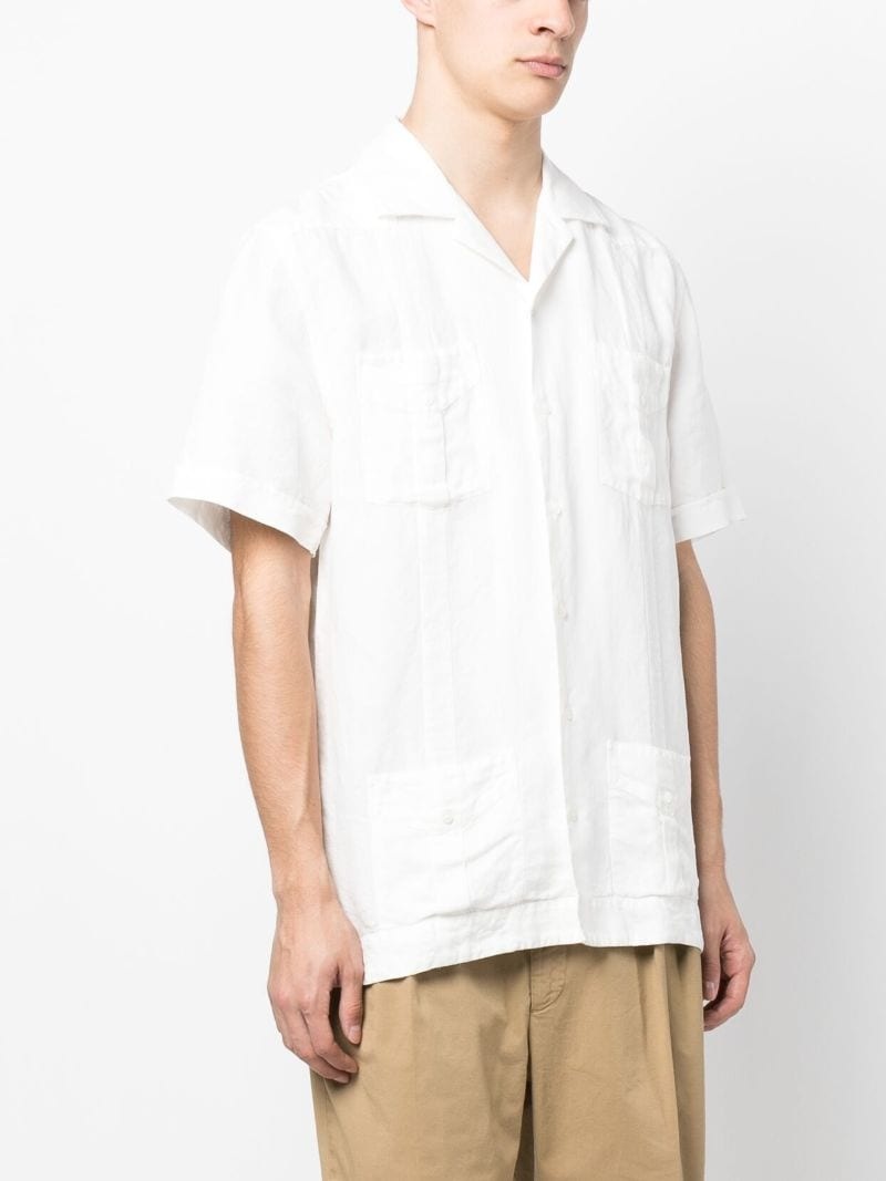 camp-collar linen blend shirt - 3