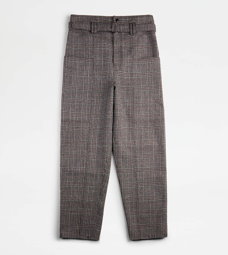 PANTS IN WOOL - GREY, RED - 1