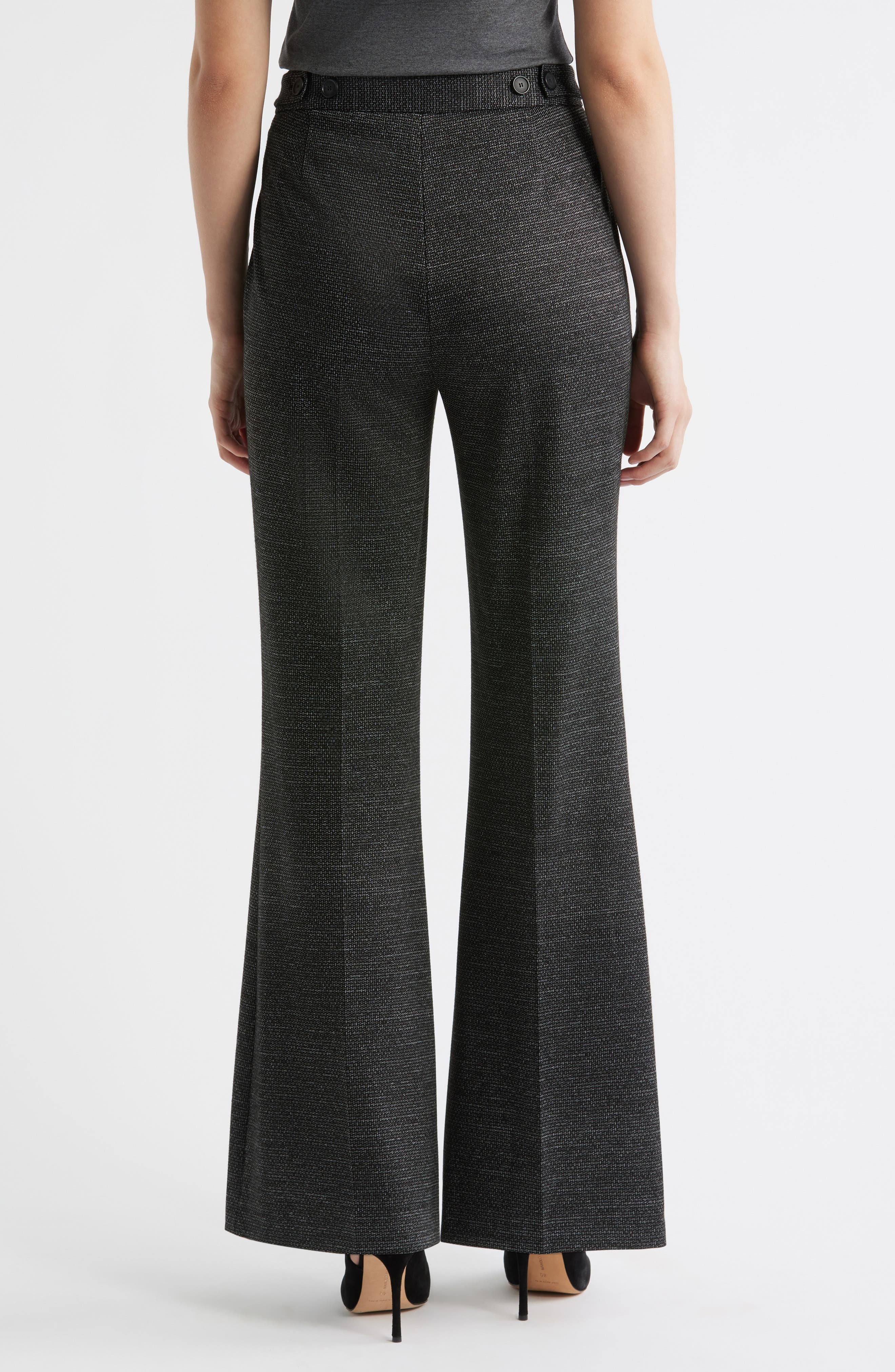 BOSS Talia Flare Pants in Charcoal Jersey Structure at Nordstrom - 2