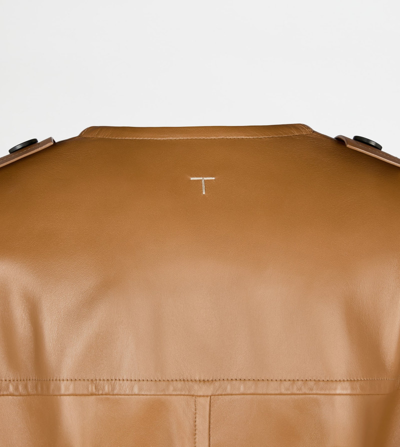 TRENCH COAT IN LEATHER RELAXED FIT - BROWN 8