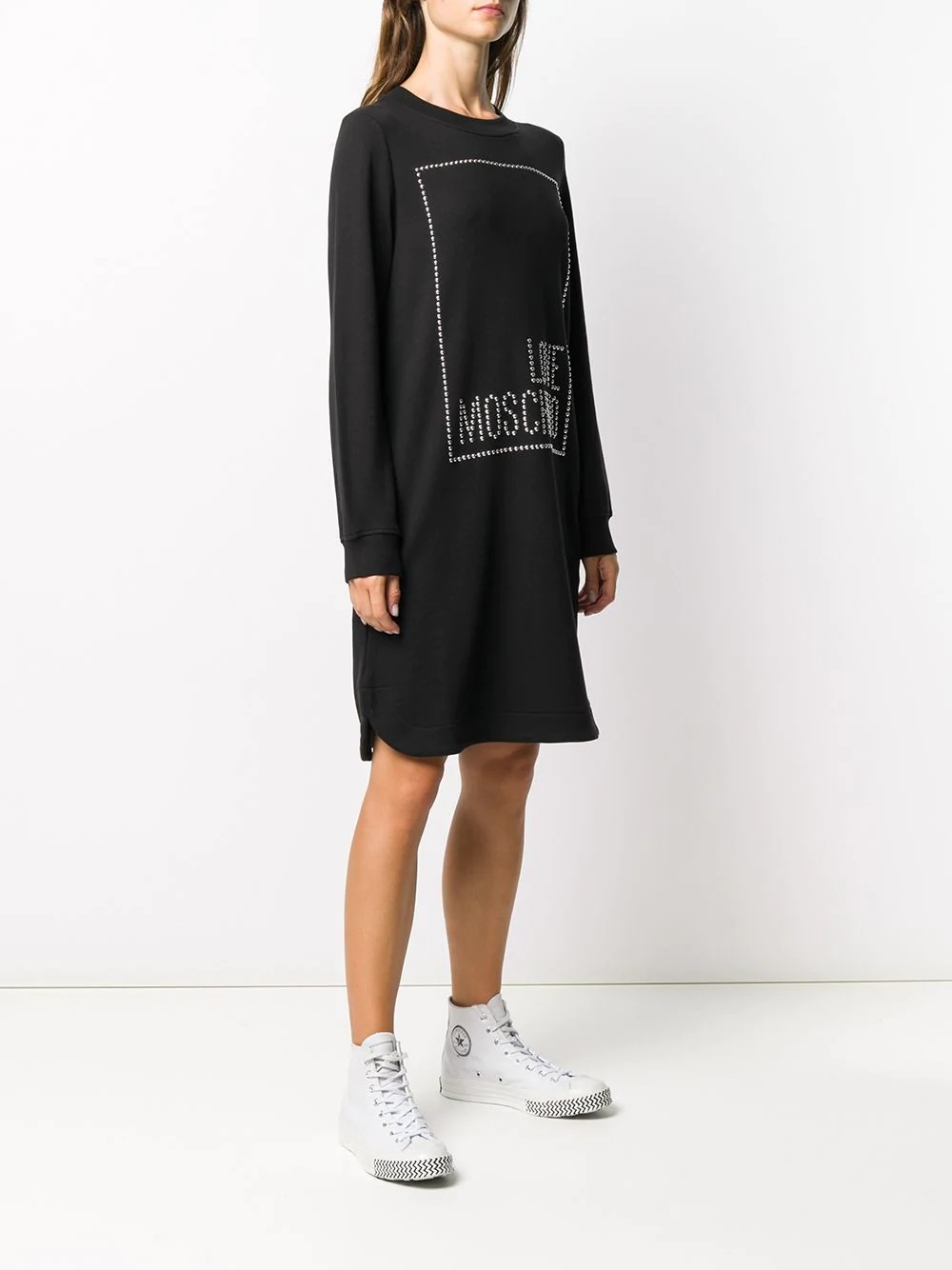 studded logo sweatshirt dress - 3