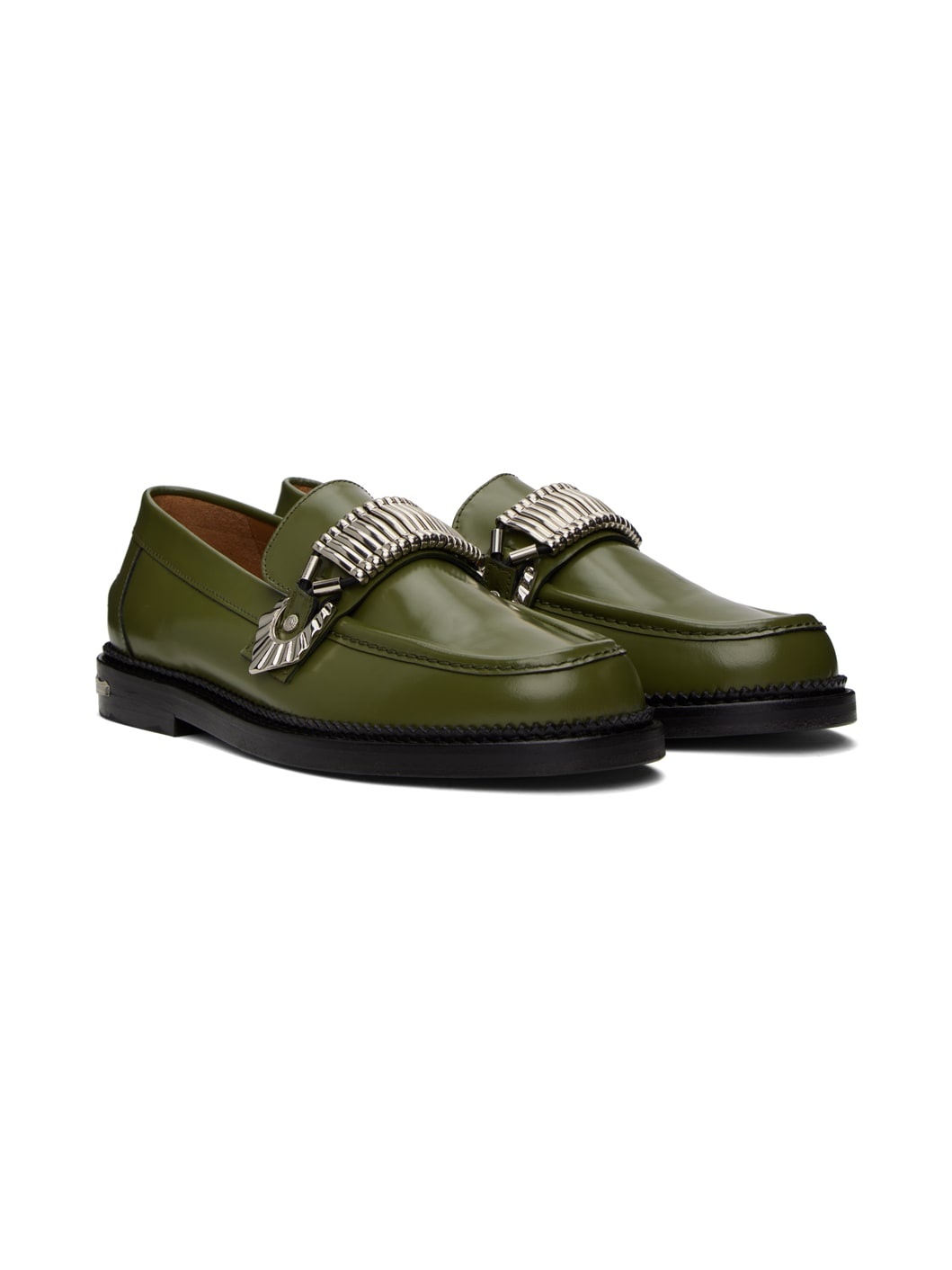 SSENSE Exclusive Green Polished Loafers - 4