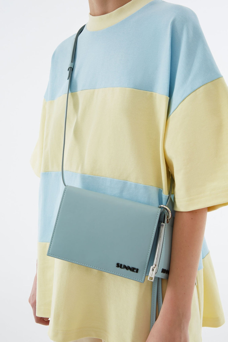 DUST BLUE LEATHER SHOULDER BAG 6