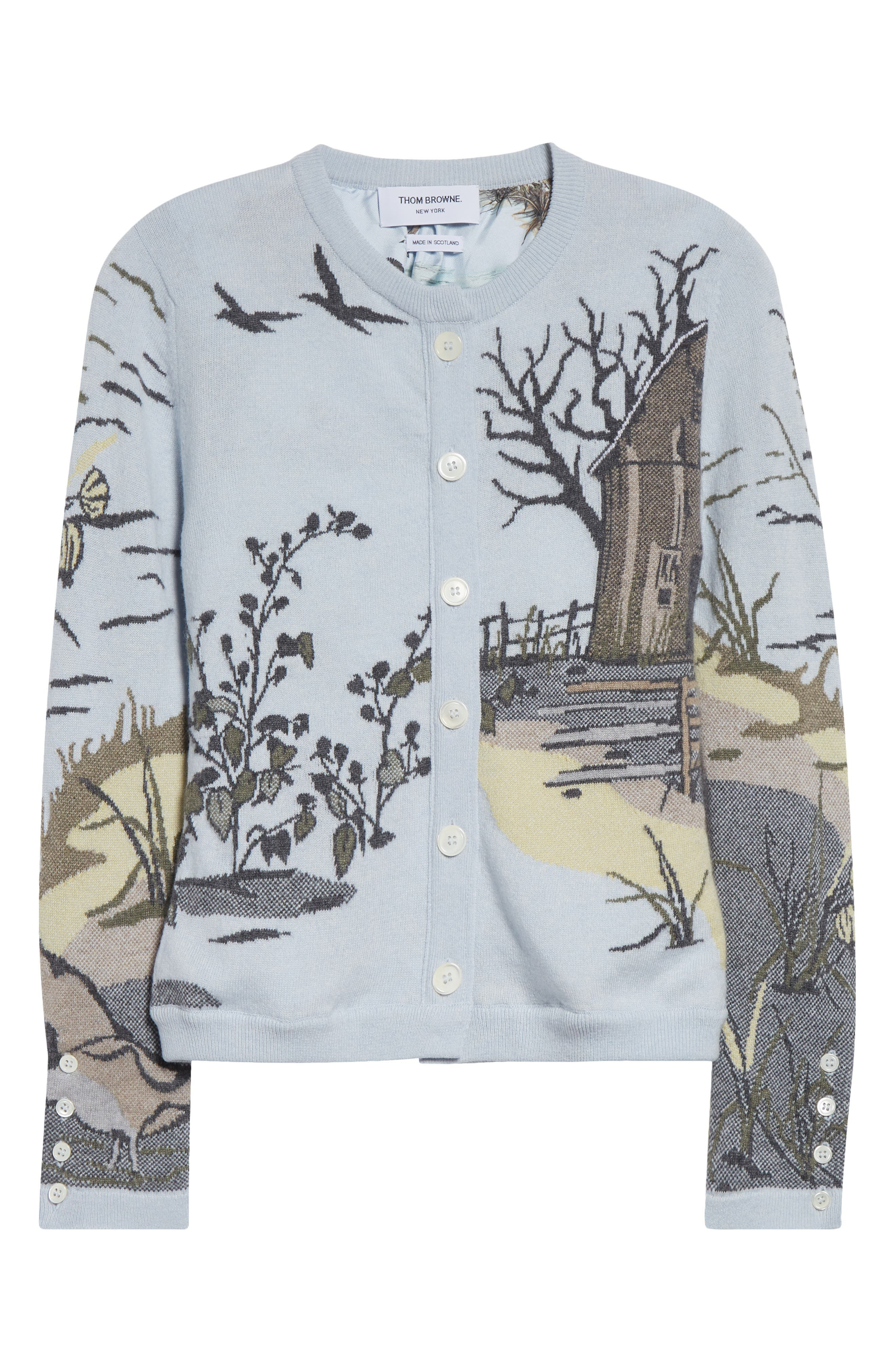 Thom Browne Seasonal Print Cashmere Cardigan in Light Blu at Nordstrom - 6