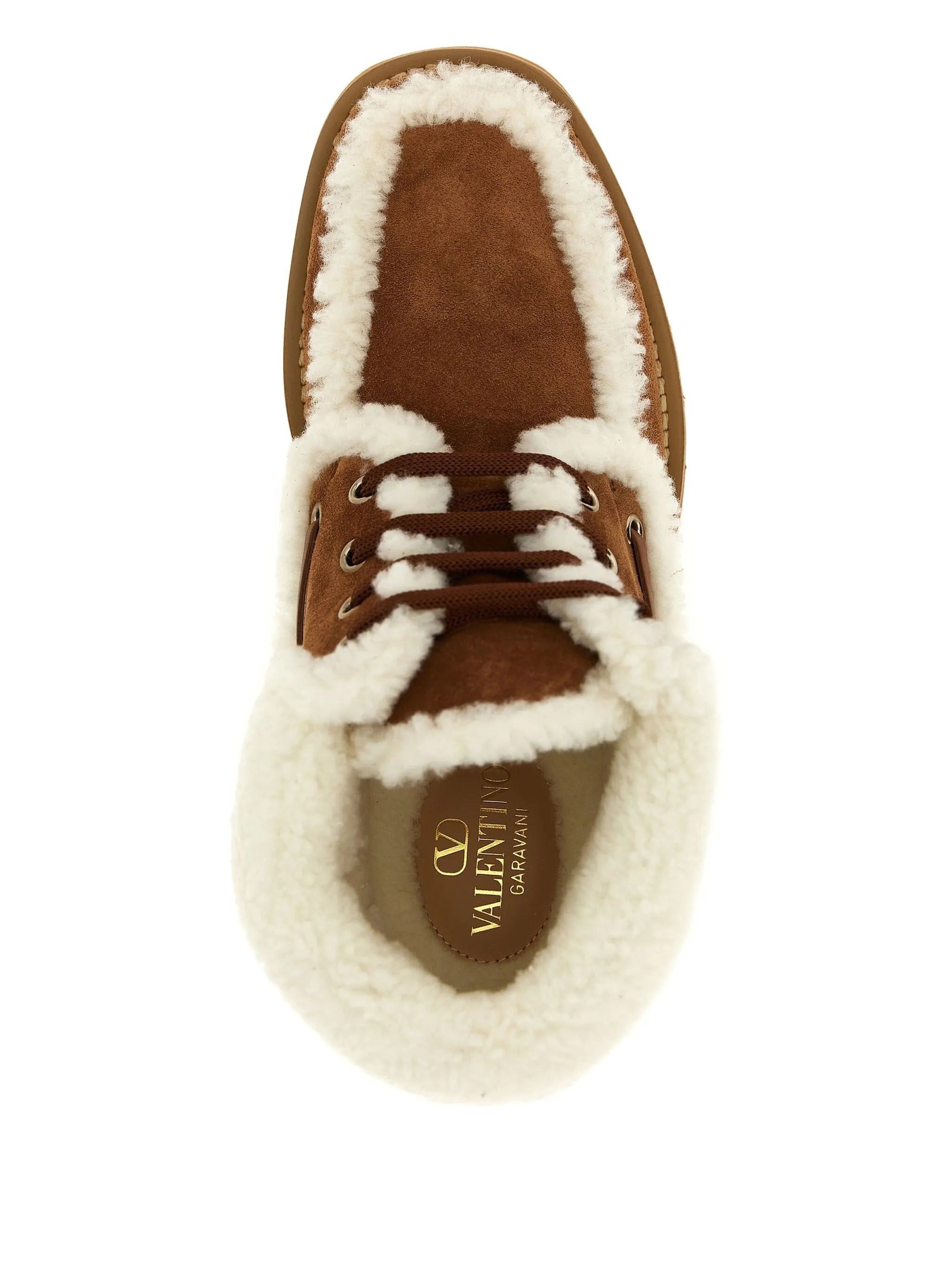 VLogo-detail lace-up leather boots - 3