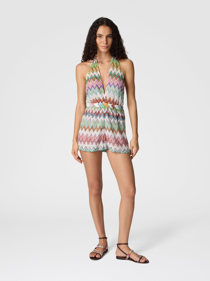 Missoni Short jumpsuit in lamé viscose with macro zigzag pattern outlook