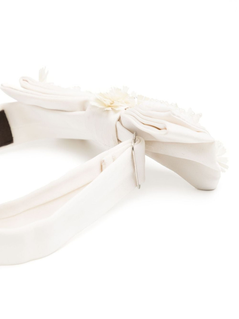 BIYAN bead-detailing silk bow tie outlook