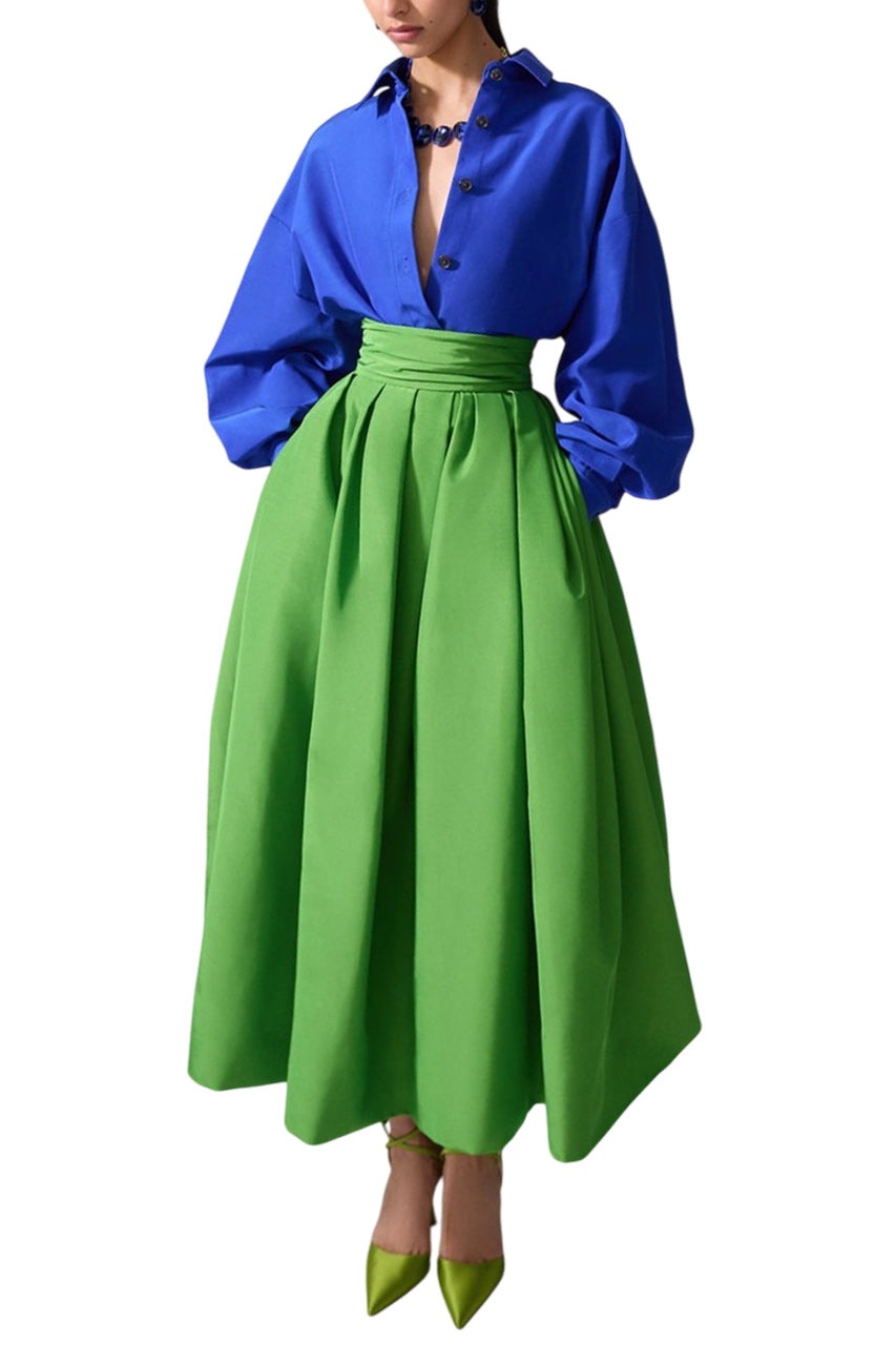 CUMMBERBUND-WAIST MIDI SKIRT - 4