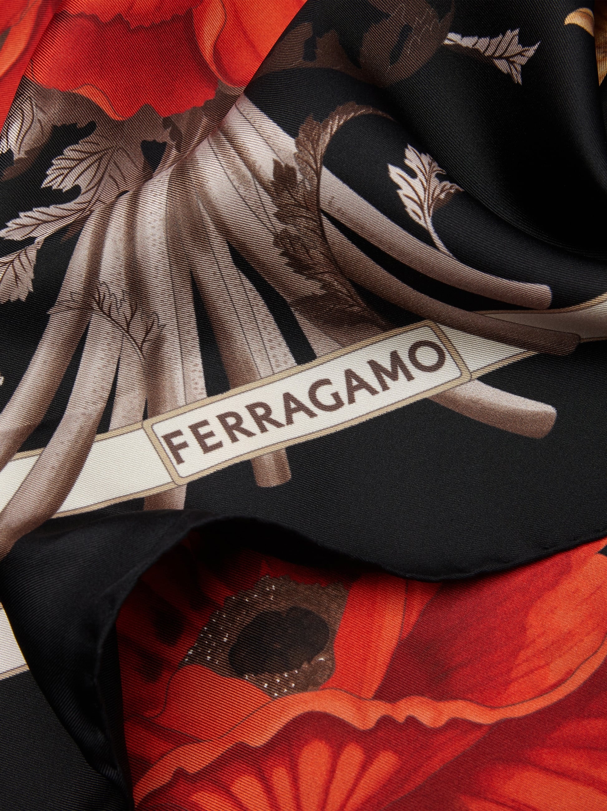 Poppies print silk foulard - 2