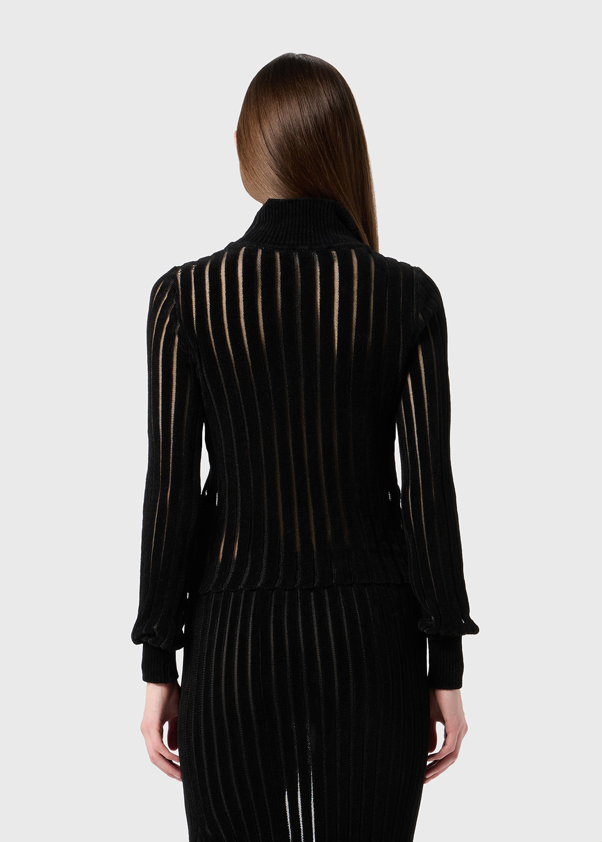 RIBBED SEE-THROUGH KNIT TURTLENECK - 4