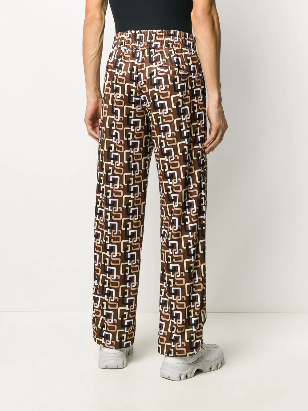 logo print straight-leg trousers - 4