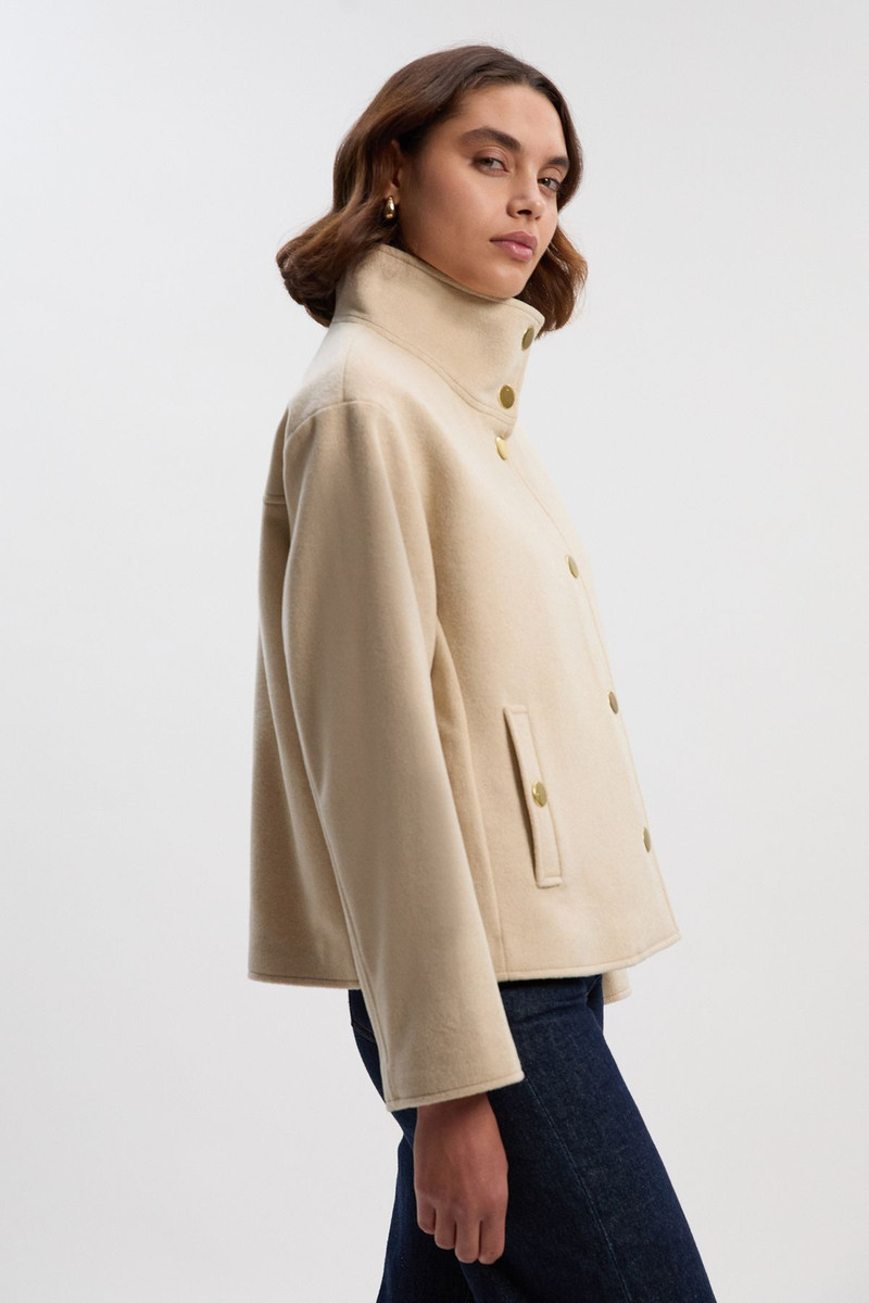 KAREN MILLEN Brushed Wool  Funnel Neck Tailored Short Coat outlook