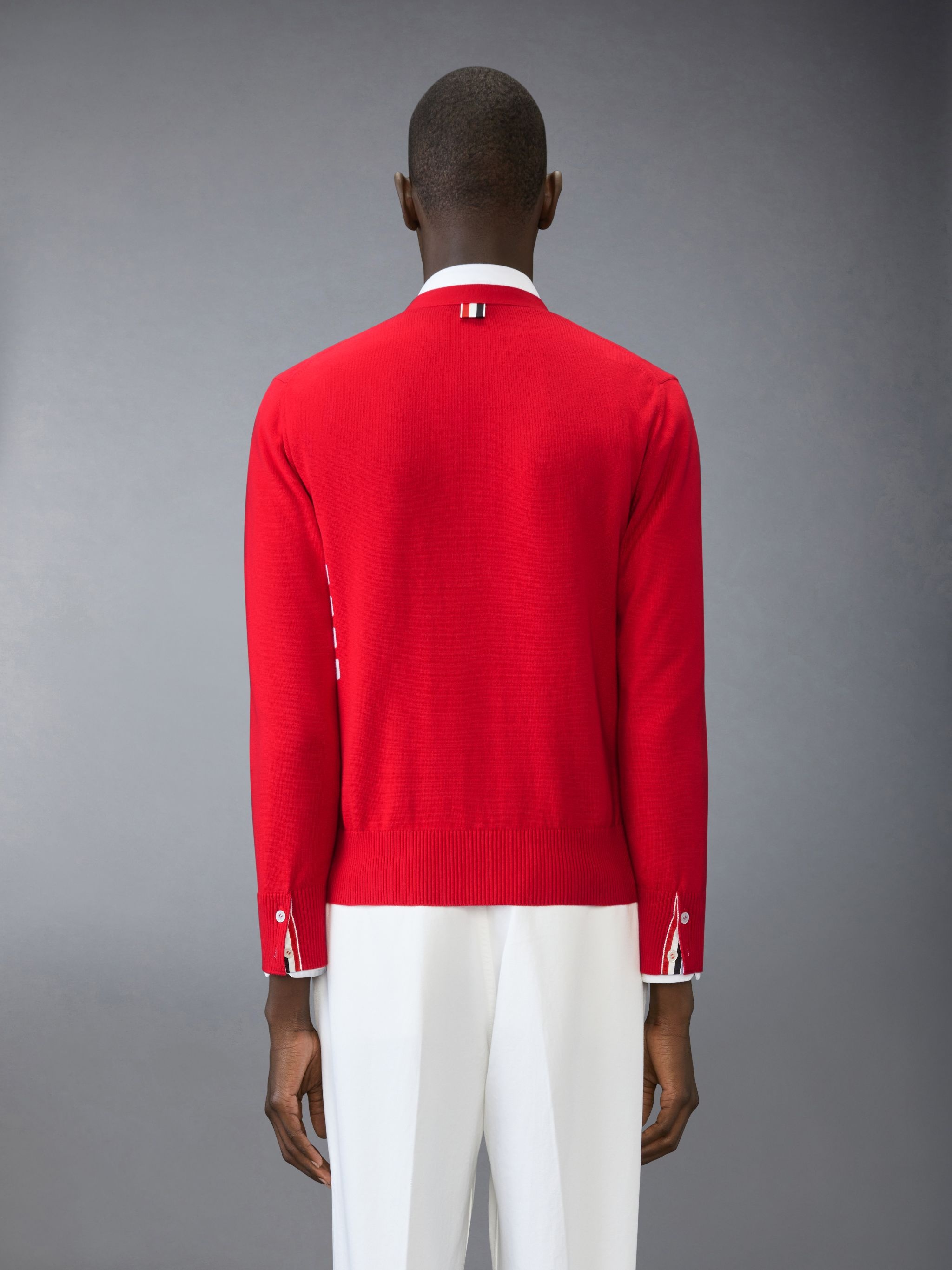 Cotton 4-Bar Relaxed Fit V Neck Cardigan - 2