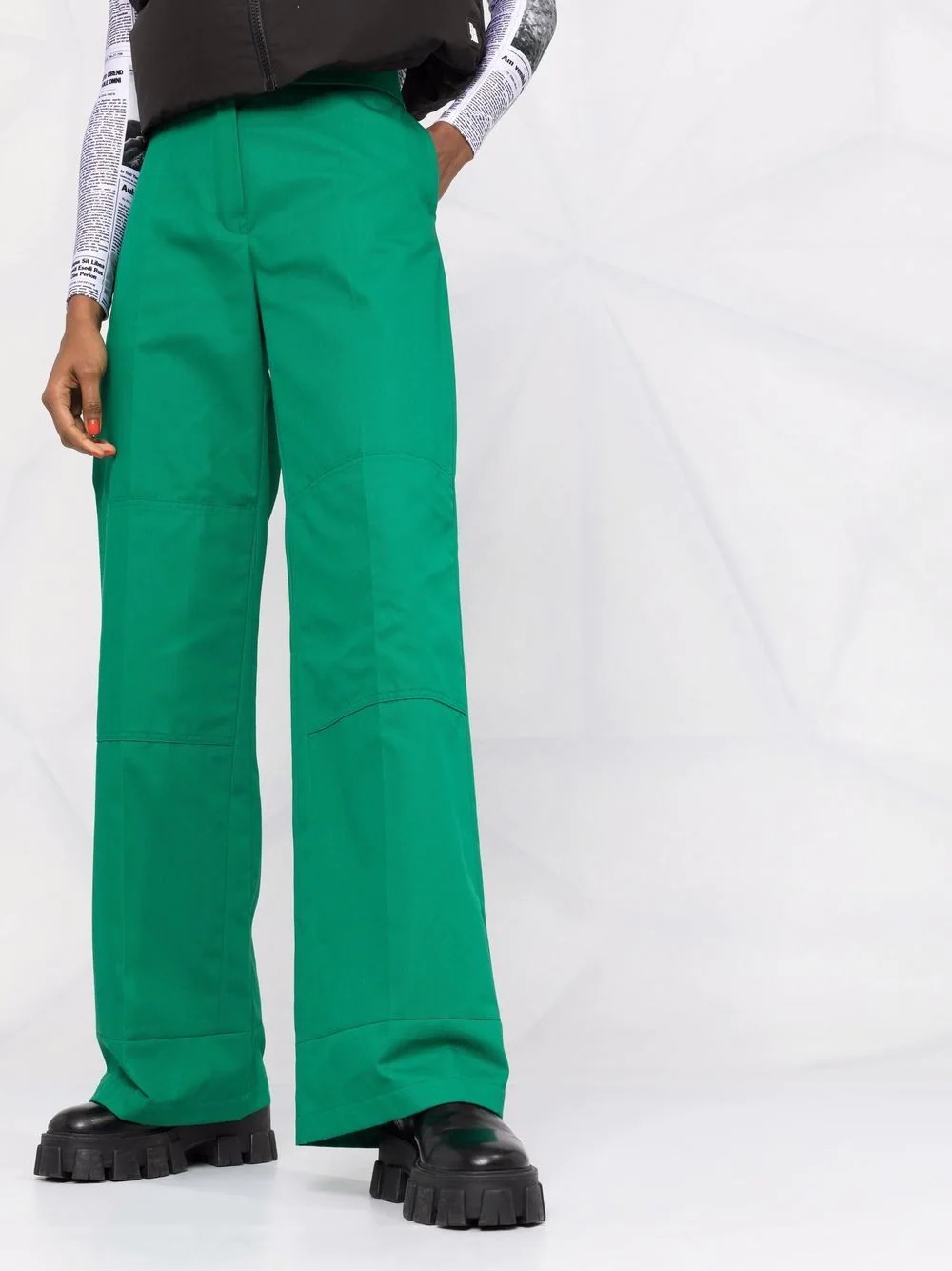 wide-leg cotton trousers - 6