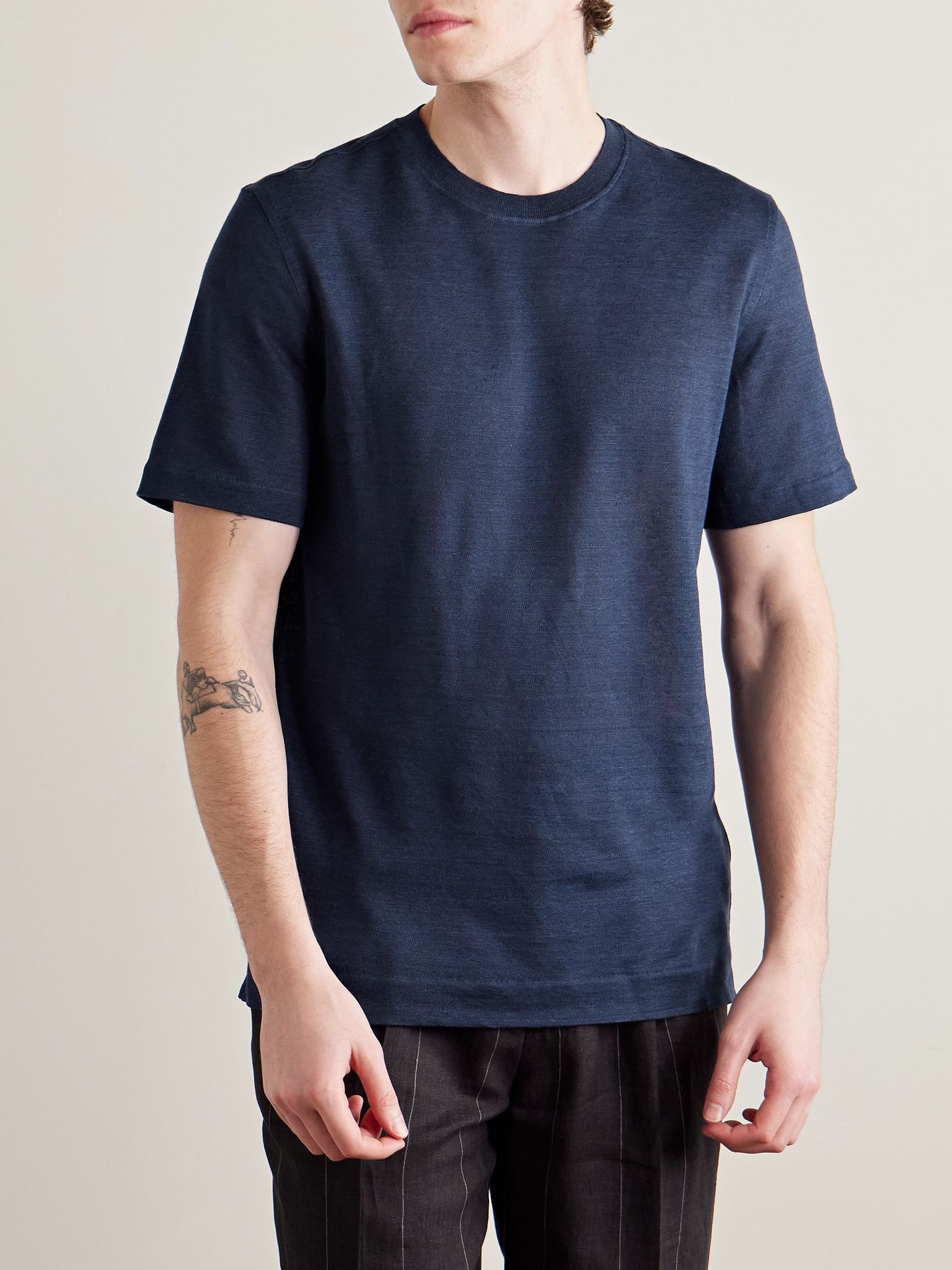 Oasi Linen T-Shirt Navy - 3