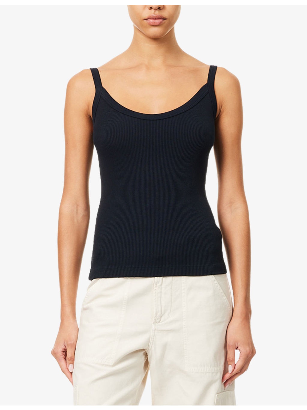Jordan Scoop-Neck Ribbed Woven Tank-Top - 3