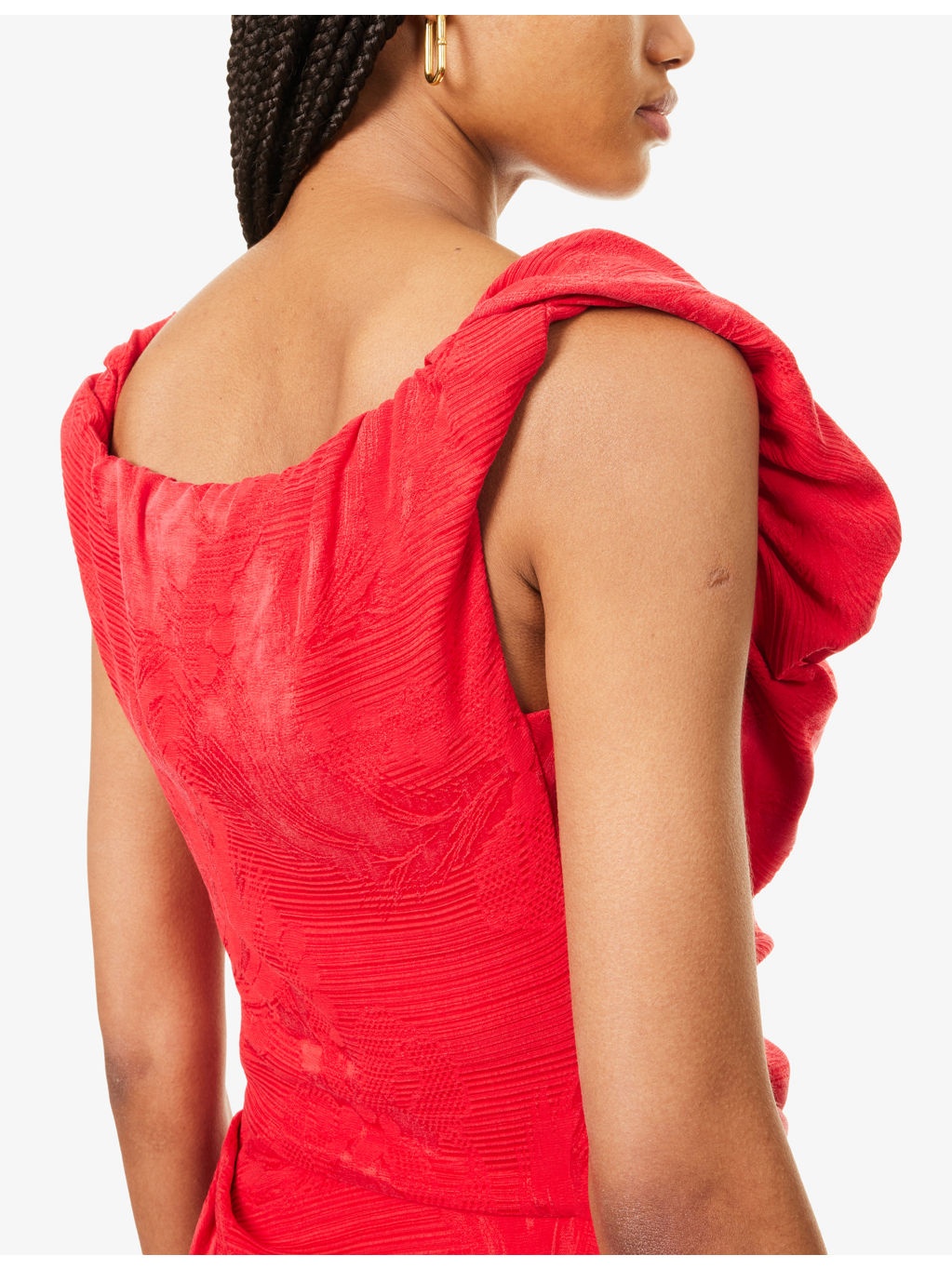 Ginnie Amber Draped Woven Midi Dress - 6