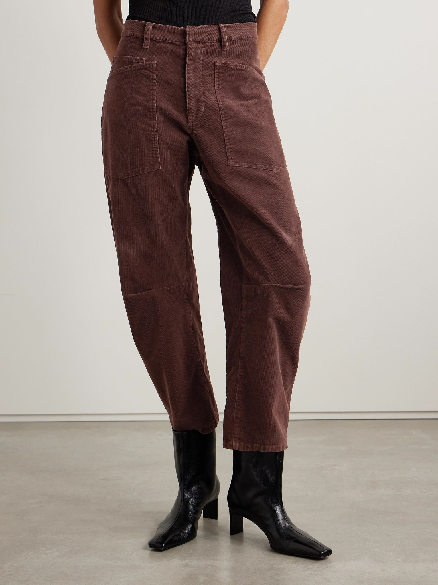 Shon cotton-blend corduroy tapered pants Merlot - 3
