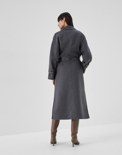 Brunello Cucinelli Hand-crafted coat in cashmere double beaver cloth with monili outlook