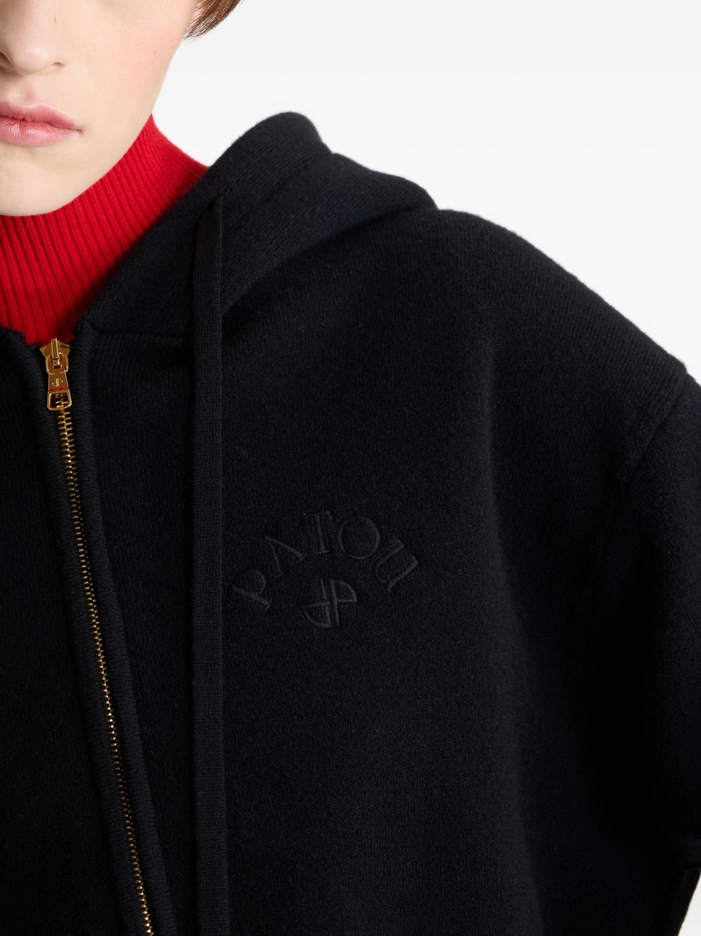 logo-embroidered zip-up hoodie - 5
