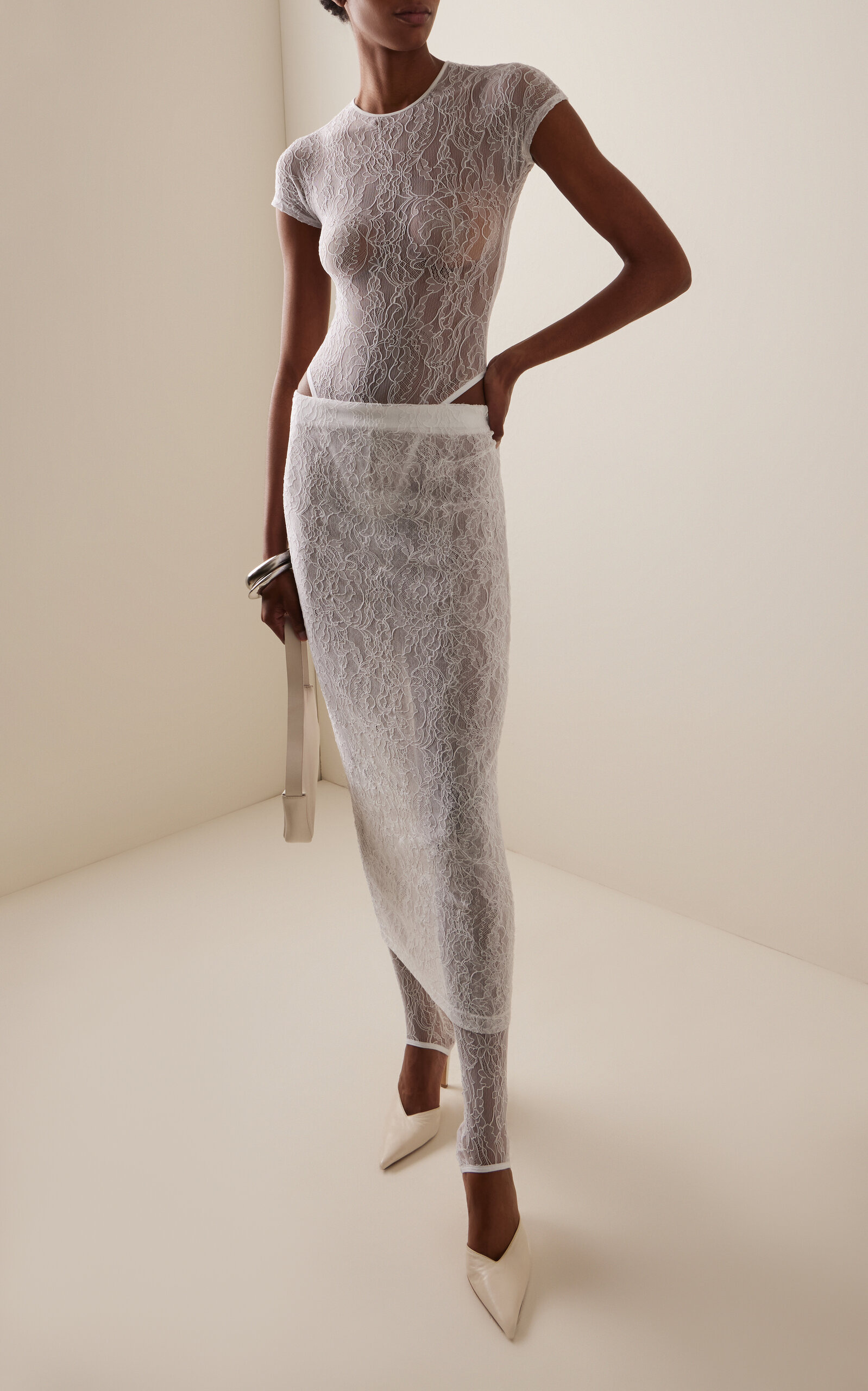 Lace Stirrup Legging white - 2